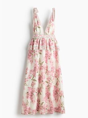 H&M Linen Blend Peplum Dress